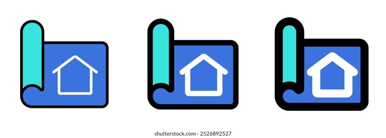 Ícone de vetor de planta de casa editável. Propriedade, imobiliário, construção, hipoteca, interiores. Parte de uma grande família de conjuntos de ícones. Perfeito para interfaces web e app, apresentações, infográficos, etc