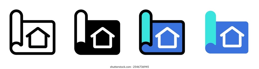 Editable house blueprint vector icon. Property, real estate, construction, mortgage, interiors. Part of a big icon set family. Perfect for web and app interfaces, presentations, infographics, etc