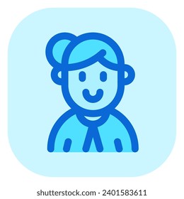 Editable housewife with bun hairstyle avatar vector icon. User, profile, identity, persona. Part of a big icon set family. Perfect for web and app interfaces, presentations, infographics, etc