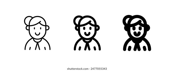 Editable housewife with bun hairstyle avatar vector icon. User, profile, identity, persona. Part of a big icon set family. Perfect for web and app interfaces, presentations, infographics, etc