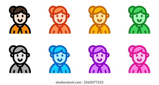 Editable housewife with bun hairstyle avatar vector icon. User, profile, identity, persona. Part of a big icon set family. Perfect for web and app interfaces, presentations, infographics, etc