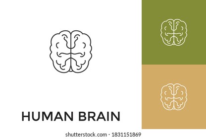 Editable Human Brainstorming Thin Line Icon with Title. Useful For Mobile Application, Website, Software and Print Media.