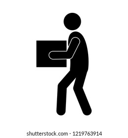 editable human bringing box vector icon, glyph style, modern concept, black color, human activities illustration 