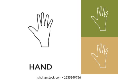 Editable Human Hand Thin Line Icon with Title. Useful For Mobile Application, Website, Software and Print Media.
