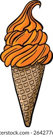 Editable ice cream cone color illustration orange flavour
