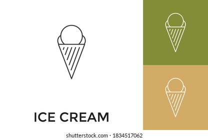 Editable Ice Cream Thin Line Icon with Title. Useful For Mobile Application, Website, Software and Print Media.