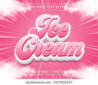 editable ice cream vector 3d text effect with modern style design