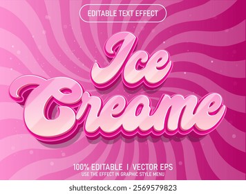 editable ice creame vector text effect with modern style design