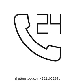 Icono editable de 24 horas de servicios, Ilustración vectorial aislada sobre fondo blanco. uso para presentación, Sitio web o App móvil