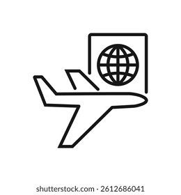 Editable Icon of Airplane and Pasport, Vector illustration isolated on white background. using for Presentation, website or mobile app