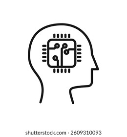 Editable Icon of Artificial Intelligence, Vector illustration isolated on white background. using for Presentation, website or mobile app