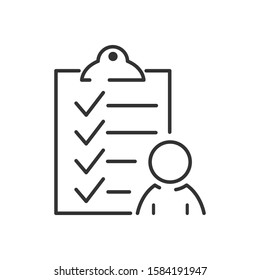 Editable icon of the ballot paper, survey or questionnaire of the respondent, job seeker. Isolated style, simple design.
