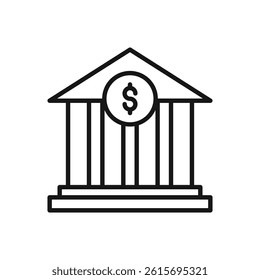 Editable Icon of Bank Building, Vector illustration isolated on white background. using for Presentation, website or mobile app