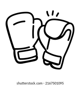 An editable icon of boxing gloves, hand drawn style 

