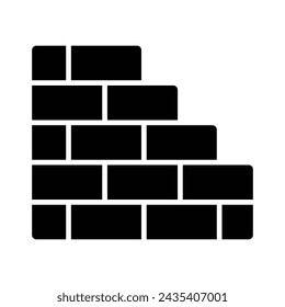 An editable icon of brick wall, isolated on white background