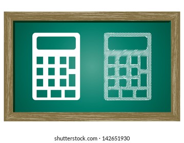 Editable icon of Calculator Isolated On Green Blackboard