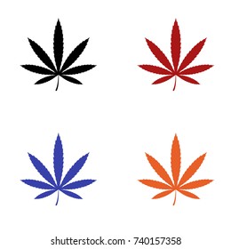 editable icon of cannabis leaf in black red blue and orange colors isolated for applications and web pages