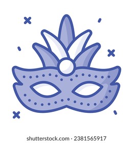 An editable icon of carnival mask in trendy style, A beautiful party prop masquerade