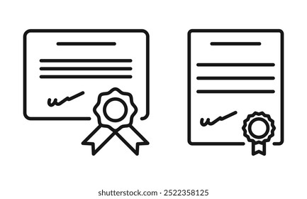 Editable Icon of Certificate Achievement, Vector illustration isolated on white background. using for Presentation, website or mobile app