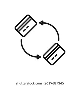 Ícone Editável do Cartão de Banco de Alteração,Ilustração de vetor isolada no plano de fundo branco. usando para Apresentação, site ou aplicativo móvel