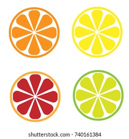 editable icon of citrus slices in colors yellow orange green and red isolated for applications and web pages