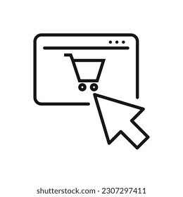 Editable Icon of Clicking Online Shopping, Vector illustration isolated on white background. using for Presentation, website or mobile app