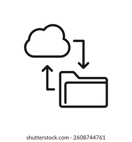 Editable Icon of Cloud Computing Folder, Vector illustration isolated on white background. using for Presentation, website or mobile app
