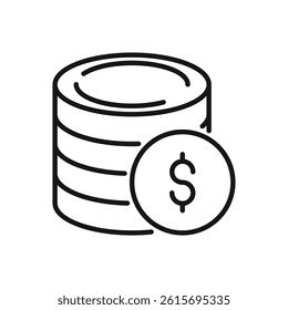 Editable Icon of Coin Dollar, Vector illustration isolated on white background. using for Presentation, website or mobile app