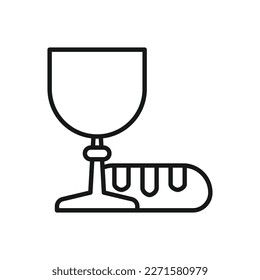 Editable Icon of communion wine and bread, Vector illustration isolated on white background. using for Presentation, website or mobile app