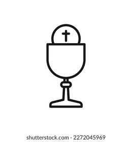 Editable Icon of Communion Wine and bread, Vector illustration isolated on white background. using for Presentation, website or mobile app