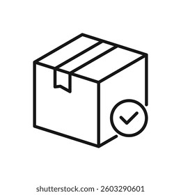 Editable Icon of Confirm Package Box, Vector illustration isolated on white background. using for Presentation, website or mobile app