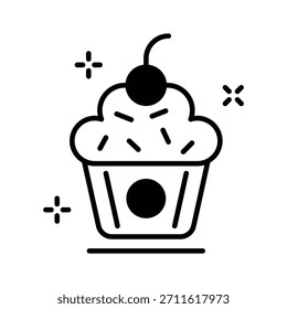 An editable icon of cupcake designed in glyph style