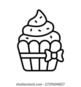 An editable icon of cupcake designed in line style
