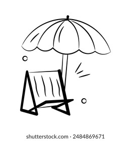 Un icono editable de la tumbona en el estilo moderno, fácil de usar Vector de la cama de sol