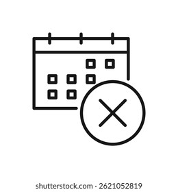 Editable Icon of Delete Calendar Schedule , Vector illustration isolated on white background. using for Presentation, website or mobile app