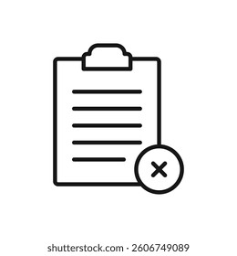 Editable Icon of Delete Clipboard, Vector illustration isolated on white background. using for Presentation, website or mobile app