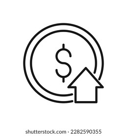 Editable Icon of dollar exchange rate strengthened, Vector illustration isolated on white background. using for Presentation, website or mobile app