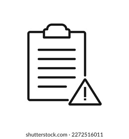 Editable Icon of Error Report Clipboard, Vector illustration isolated on white background. using for Presentation, website or mobile app