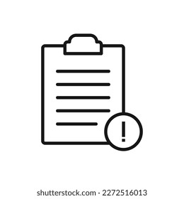 Editable Icon of Error Report Clipboard, Vector illustration isolated on white background. using for Presentation, website or mobile app