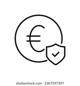 Editable Icon of Euro Protection Secure Payment, Vector illustration isolated on white background. using for Presentation, website or mobile app