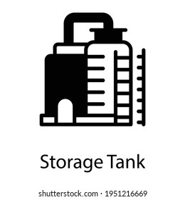 Editable icon of fuel storage tank in glyph design