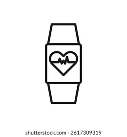 Editable Icon of Heart Rate monitor smartwatch, Vector illustration isolated on white background. using for Presentation, website or mobile app