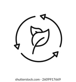 Editable Icon of Leaf Eco Recycle, Vector illustration isolated on white background. using for Presentation, website or mobile app