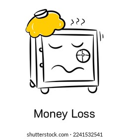 An editable icon of money loss in hand drawn style 