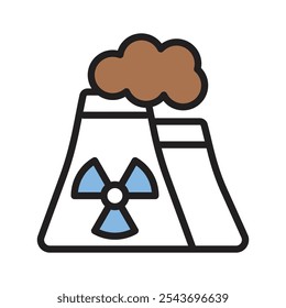 Ícone editável de usina nuclear em estilo moderno