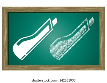 Editable icon of Paper Cutter Isolated On Green Blackboard