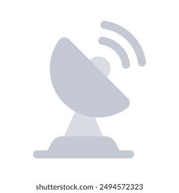 An editable icon of parabolic dish, broadcasting satellite vector