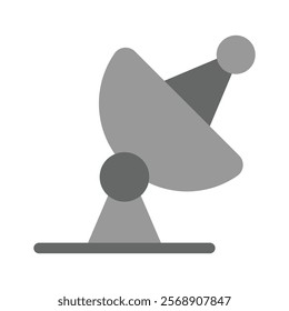 An editable icon of parabolic dish, broadcasting satellite vector