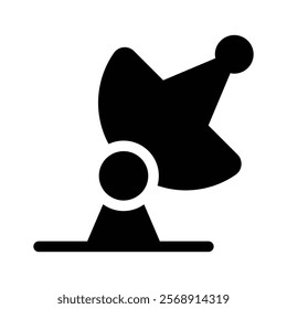 An editable icon of parabolic dish, broadcasting satellite vector