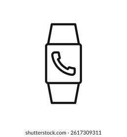 Editable Icon of Phone Call Using Smartwatch, Vector illustration isolated on white background. using for Presentation, website or mobile app